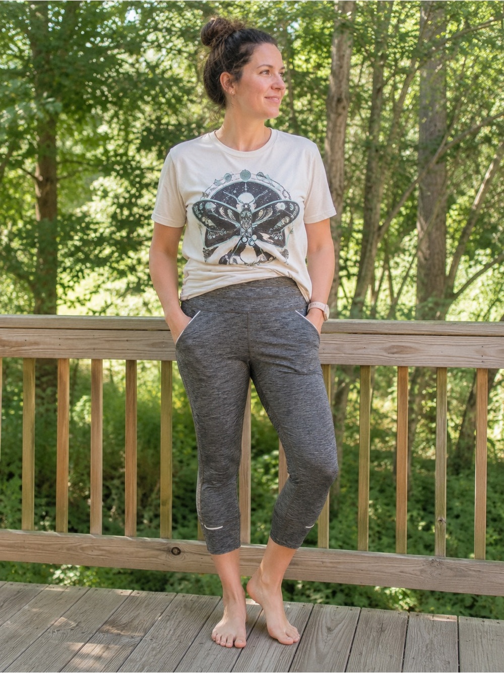 Athleta Gray Cropped Performance Leggings | Women's Size Small
